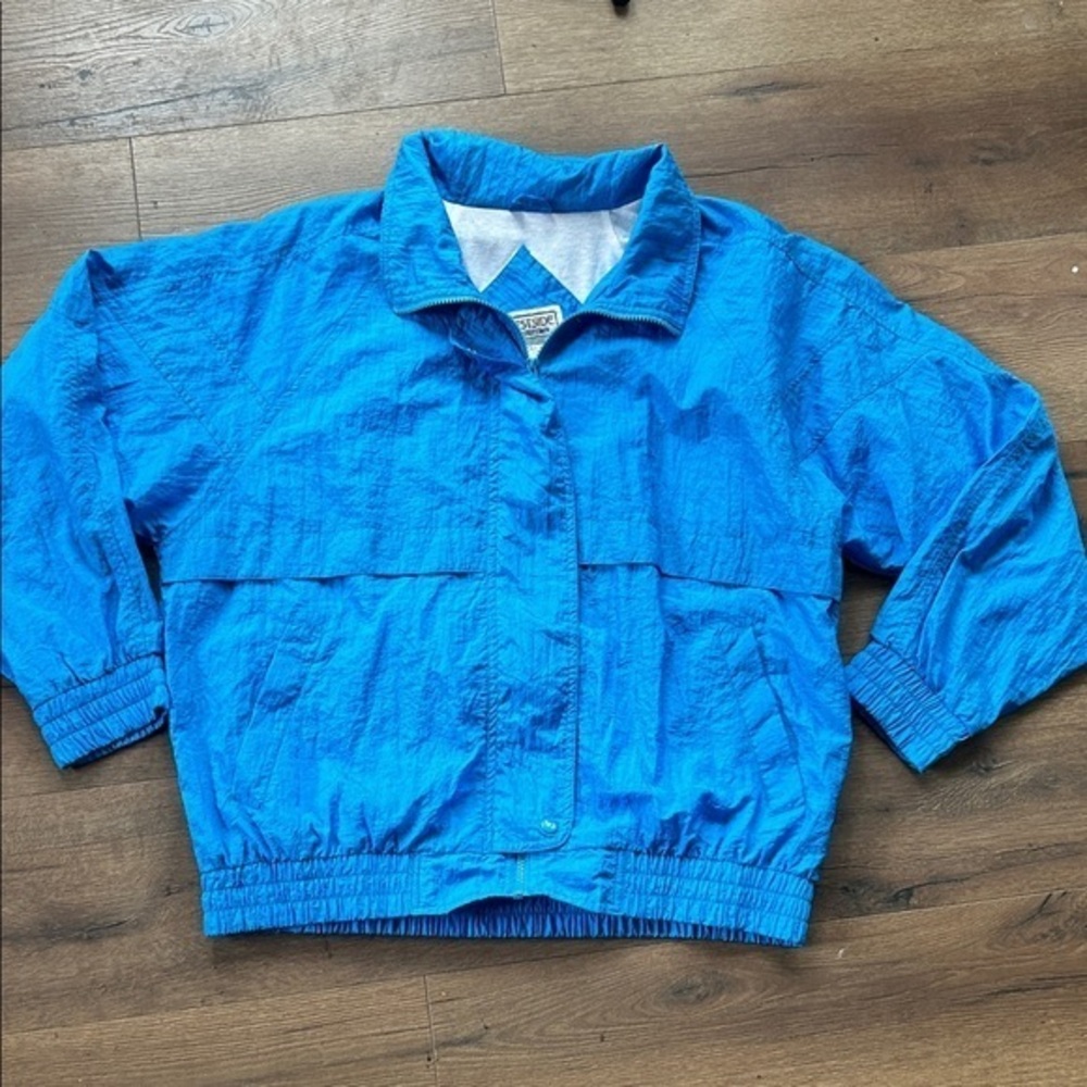 West side Connection vintage Vibrant Blue Windbreaker Jacket ! Large
